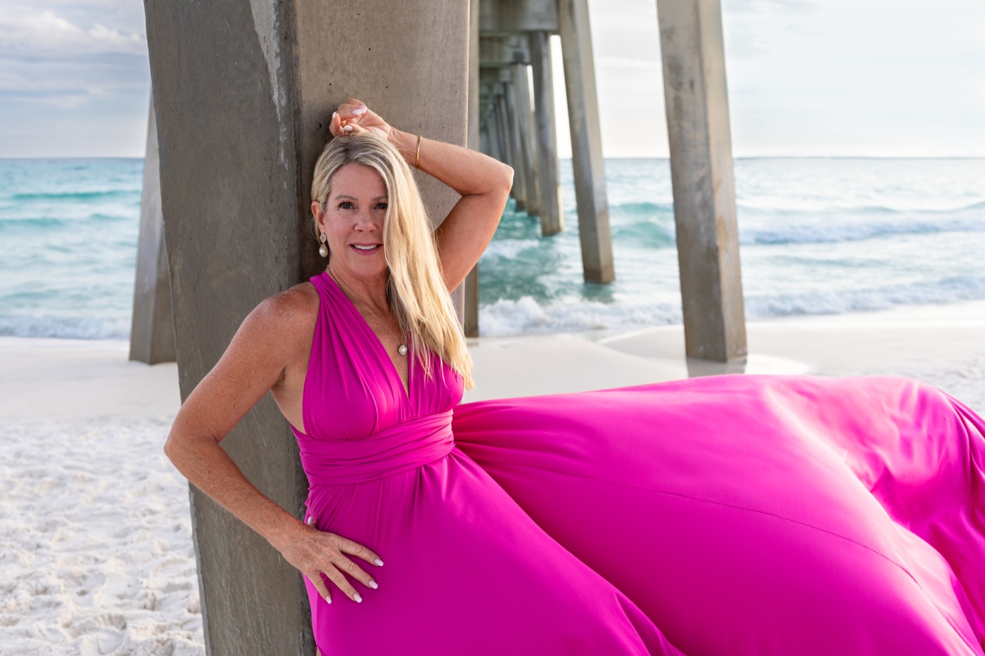 Flying dress beneath the pier