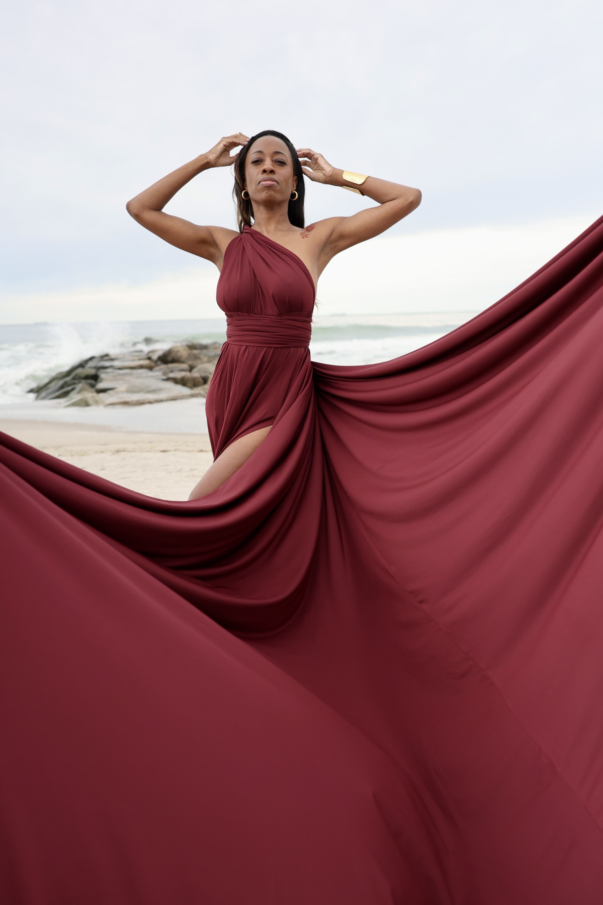 Burgundy flying dress