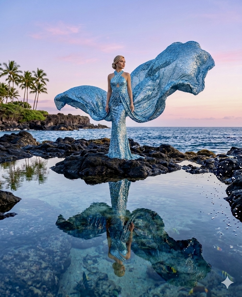 Blue Sequins flying dress