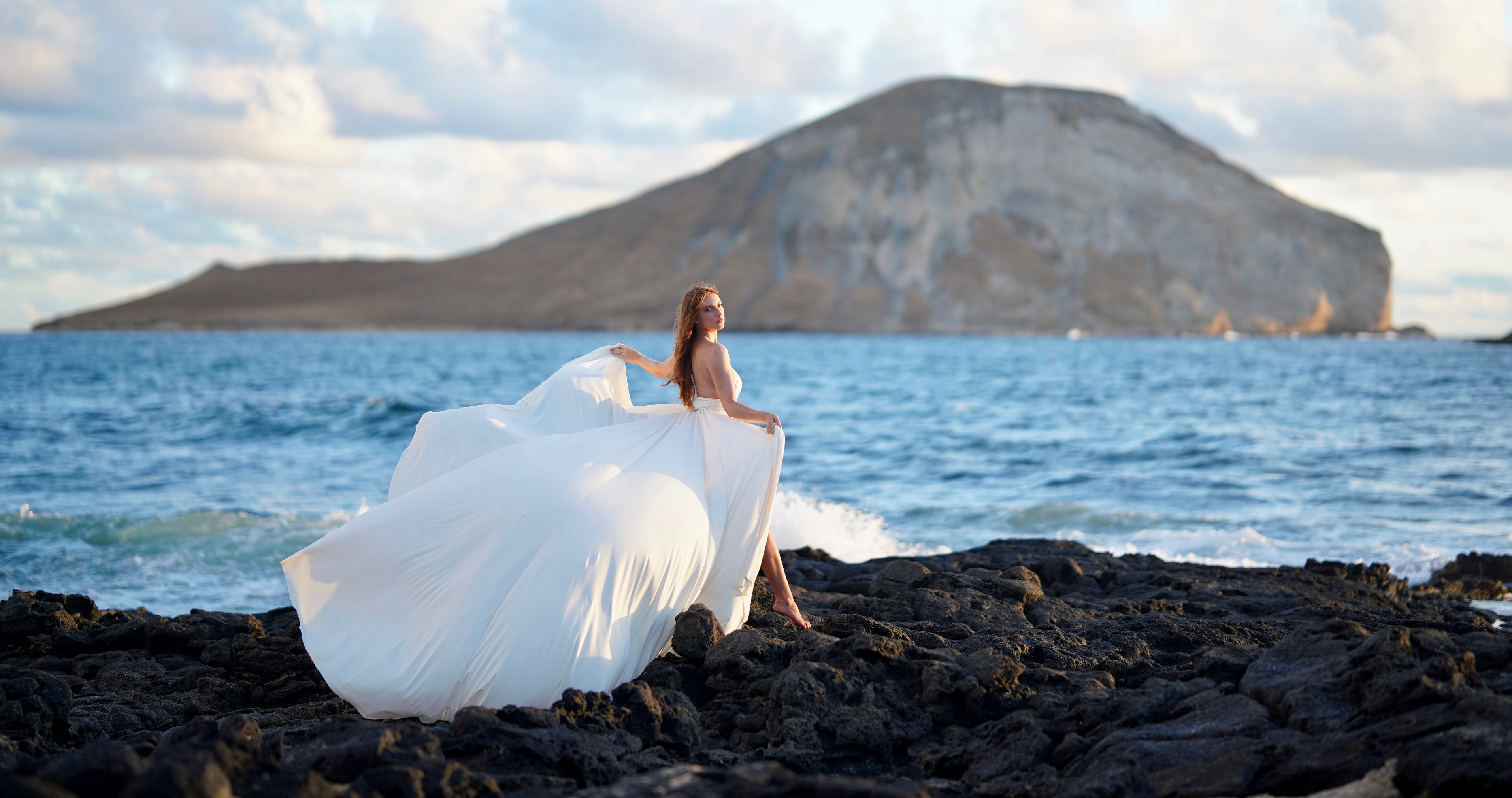 White flying dress